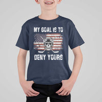 USA Flag Hockey Skull T Shirt For Kid My Goal Is To Deny Yours
