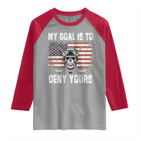 USA Flag Hockey Skull Raglan Shirt My Goal Is To Deny Yours