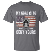 USA Flag Hockey Skull T Shirt My Goal Is To Deny Yours