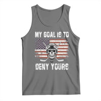 USA Flag Hockey Skull Tank Top My Goal Is To Deny Yours