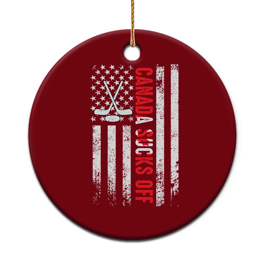 USA Flag Hockey Ceramic Ornament Funny Canada Sucks US EH American Flag - Wonder Print Shop