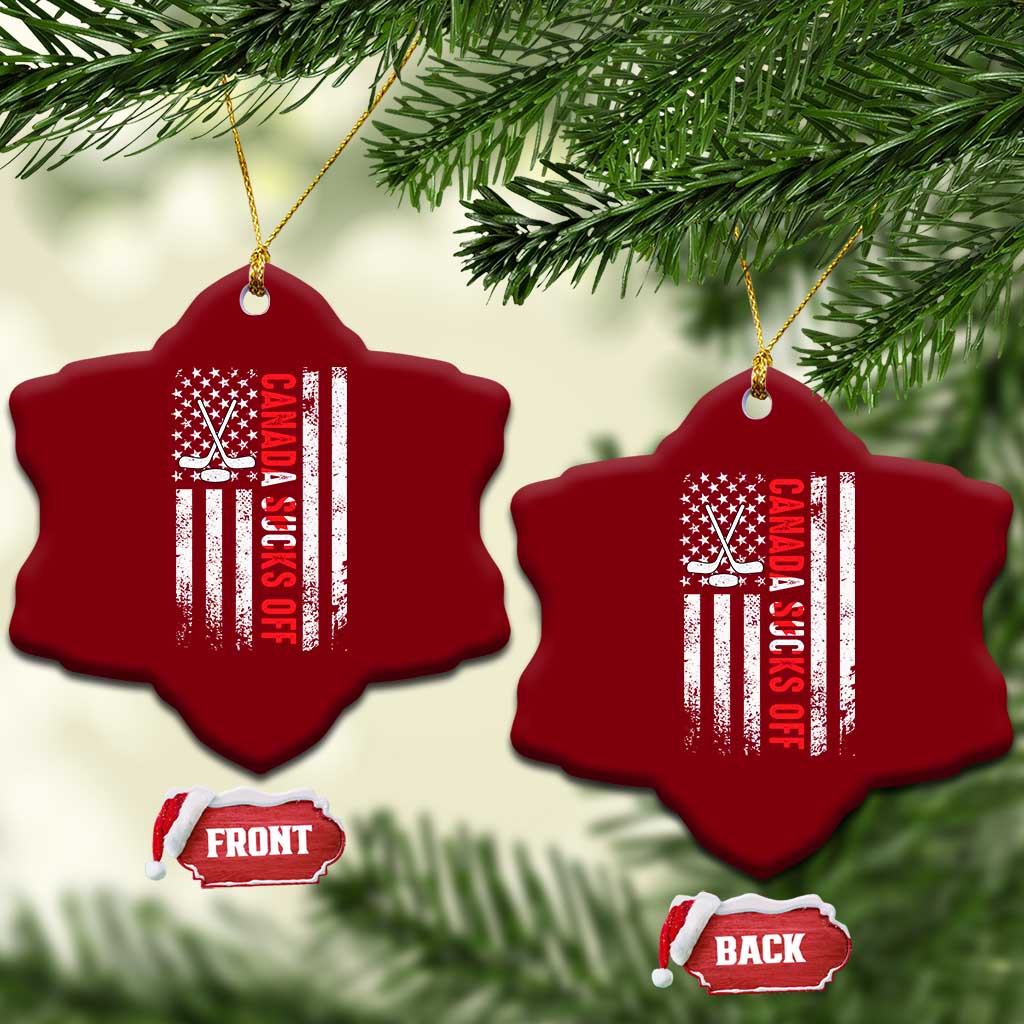 USA Flag Hockey Ceramic Ornament Funny Canada Sucks US EH American Flag - Wonder Print Shop
