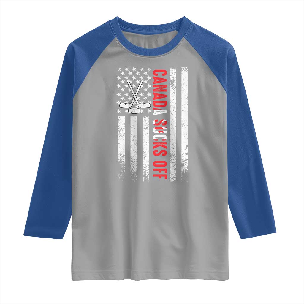 USA Flag Hockey Raglan Shirt Funny Canada Sucks US EH American Flag
