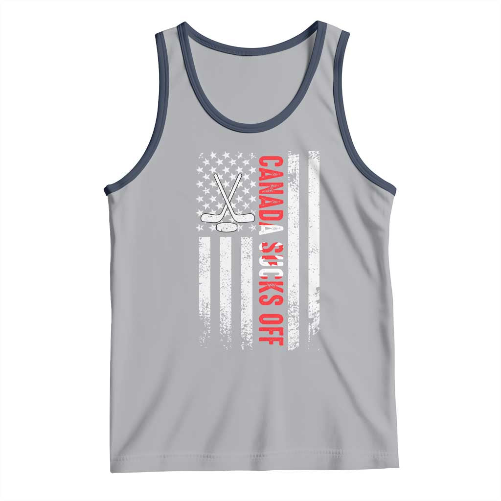 USA Flag Hockey Tank Top Funny Canada Sucks US EH American Flag