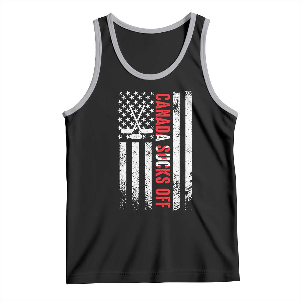 USA Flag Hockey Tank Top Funny Canada Sucks US EH American Flag