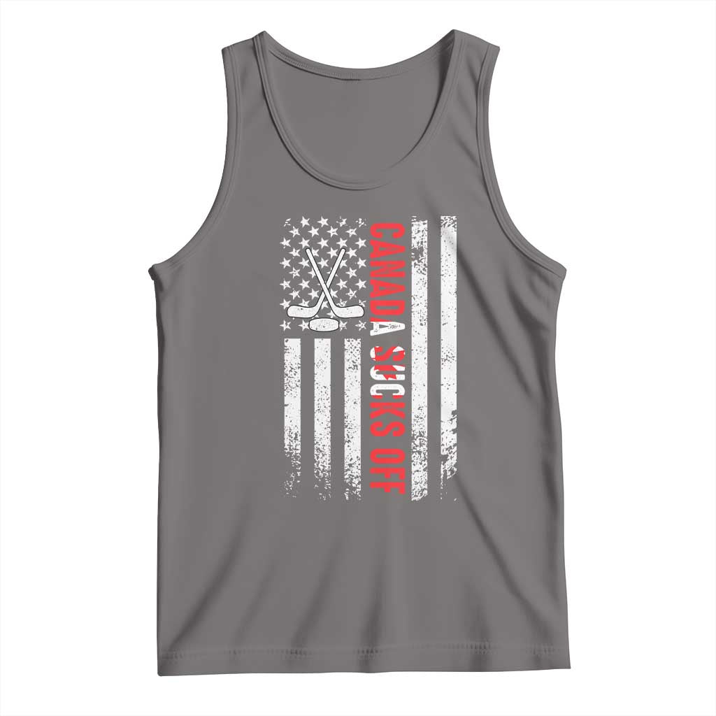 USA Flag Hockey Tank Top Funny Canada Sucks US EH American Flag