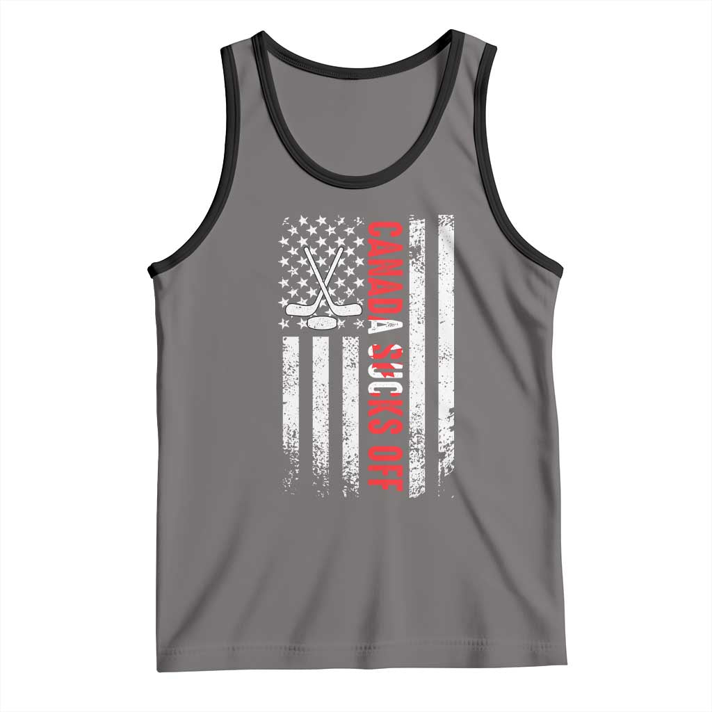USA Flag Hockey Tank Top Funny Canada Sucks US EH American Flag