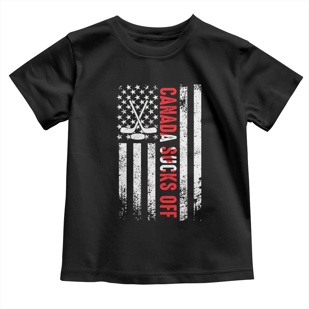USA Flag Hockey Toddler T Shirt Funny Canada Sucks US EH American Flag