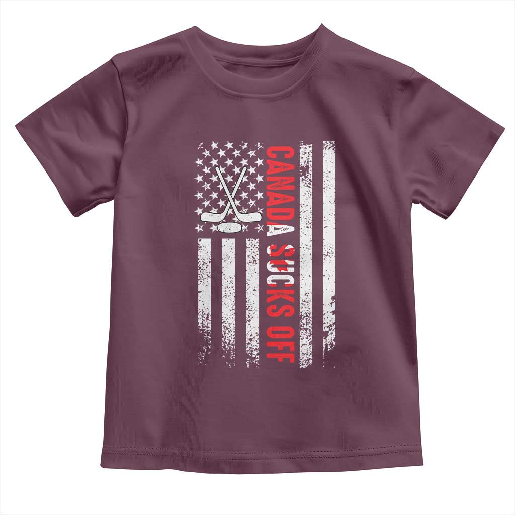USA Flag Hockey Toddler T Shirt Funny Canada Sucks US EH American Flag