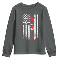 USA Flag Hockey Youth Sweatshirt Funny Canada Sucks US EH American Flag