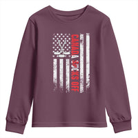 USA Flag Hockey Youth Sweatshirt Funny Canada Sucks US EH American Flag