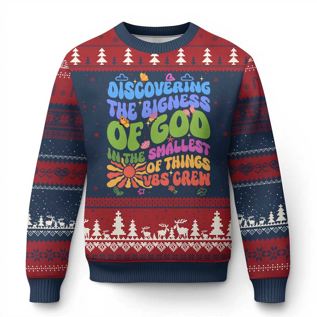 VBS 2025 Ugly Christmas Sweater Discovering The Bigness Of God In The Smallest Of Things Retro Groovy - Wonder Print Shop
