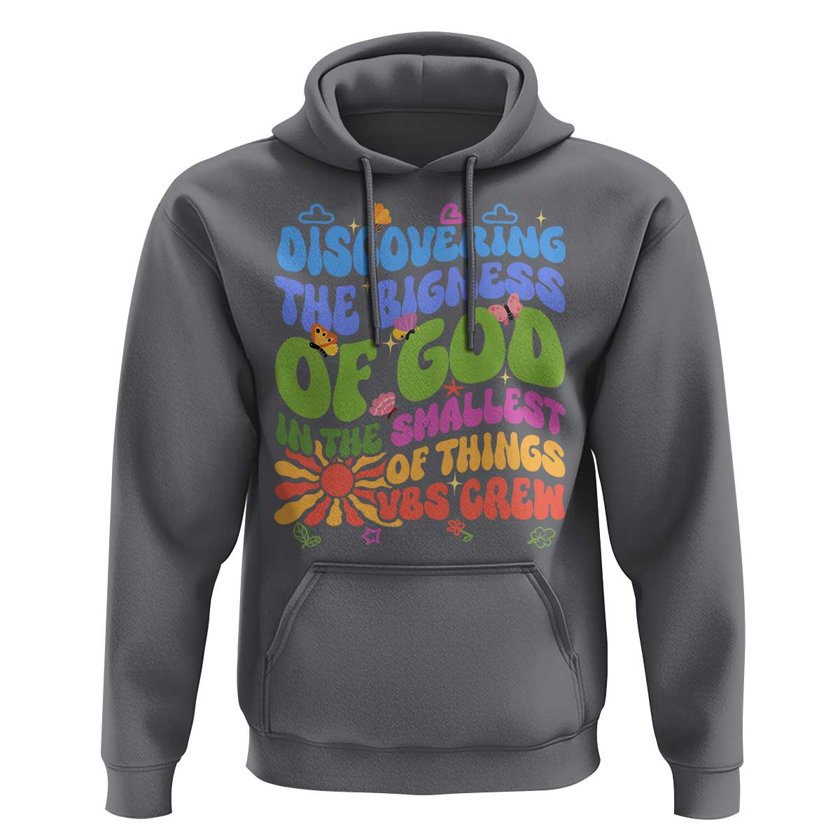 VBS 2025 Hoodie Discovering The Bigness Of God In The Smallest Of Things Retro Groovy