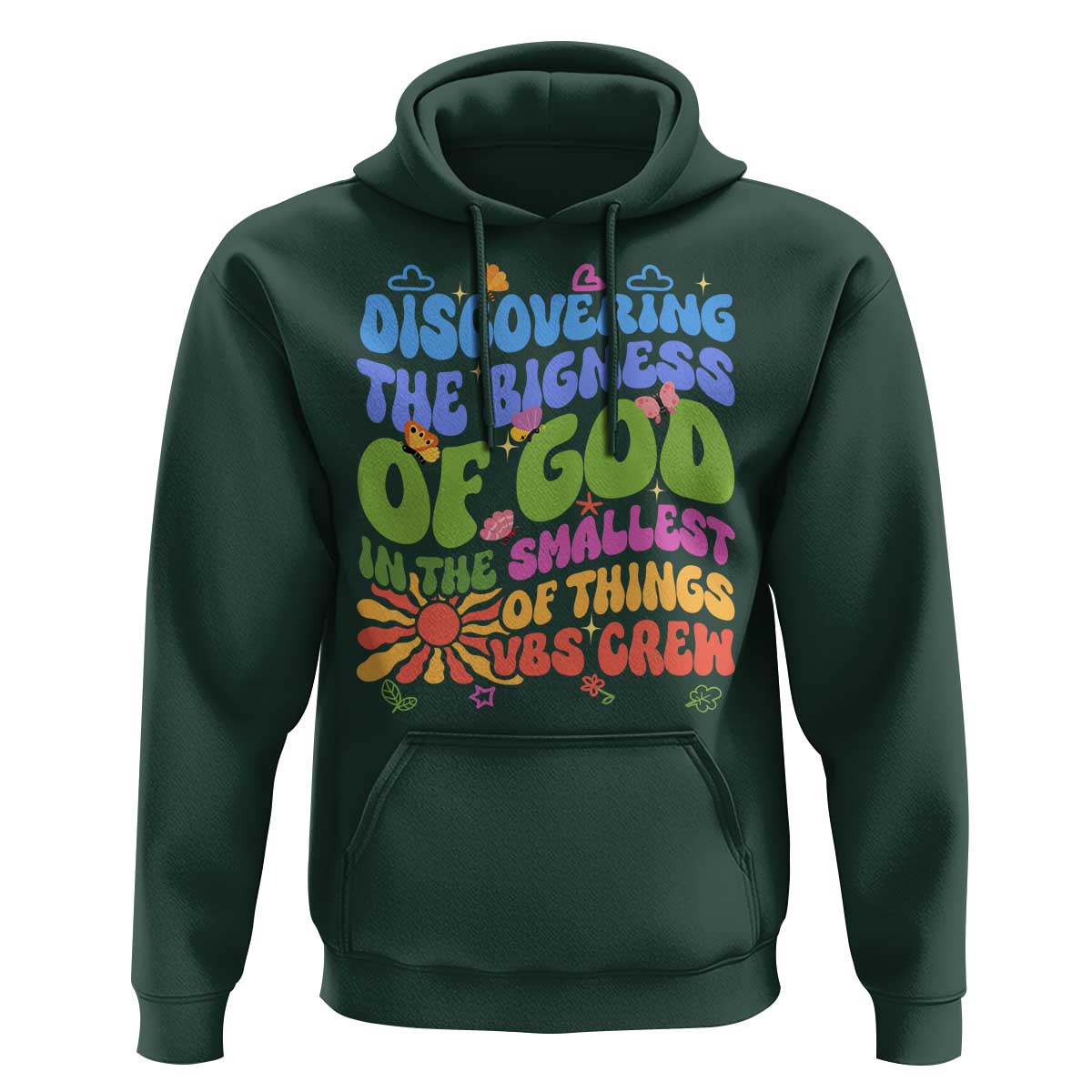 VBS 2025 Hoodie Discovering The Bigness Of God In The Smallest Of Things Retro Groovy