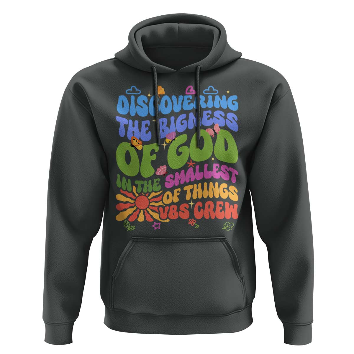 VBS 2025 Hoodie Discovering The Bigness Of God In The Smallest Of Things Retro Groovy
