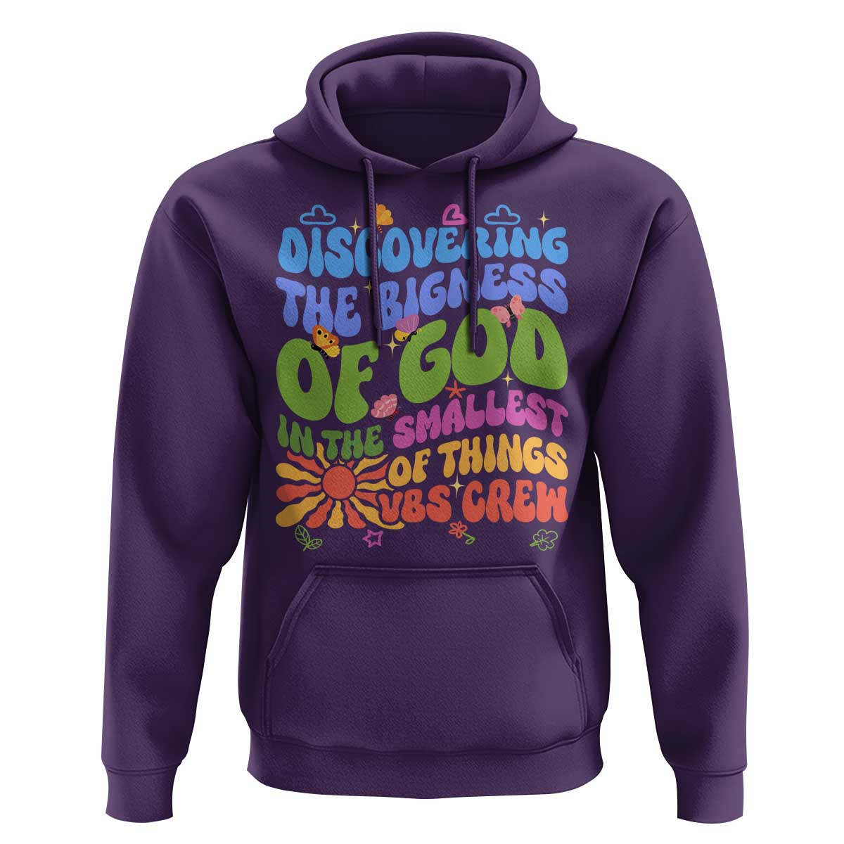VBS 2025 Hoodie Discovering The Bigness Of God In The Smallest Of Things Retro Groovy