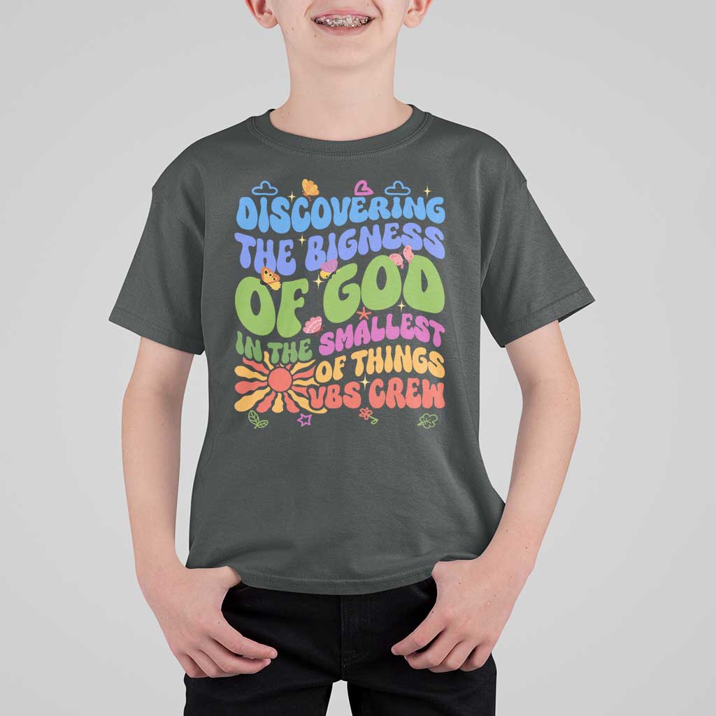 VBS 2025 T Shirt For Kid Discovering The Bigness Of God In The Smallest Of Things Retro Groovy