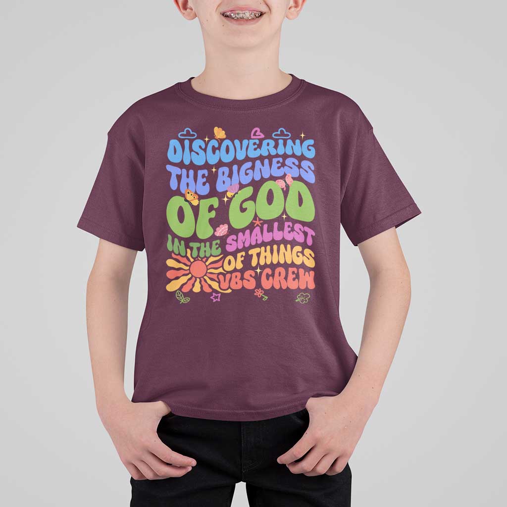 VBS 2025 T Shirt For Kid Discovering The Bigness Of God In The Smallest Of Things Retro Groovy