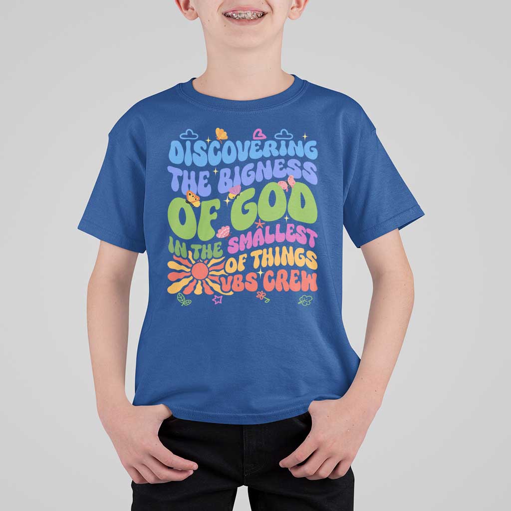 VBS 2025 T Shirt For Kid Discovering The Bigness Of God In The Smallest Of Things Retro Groovy