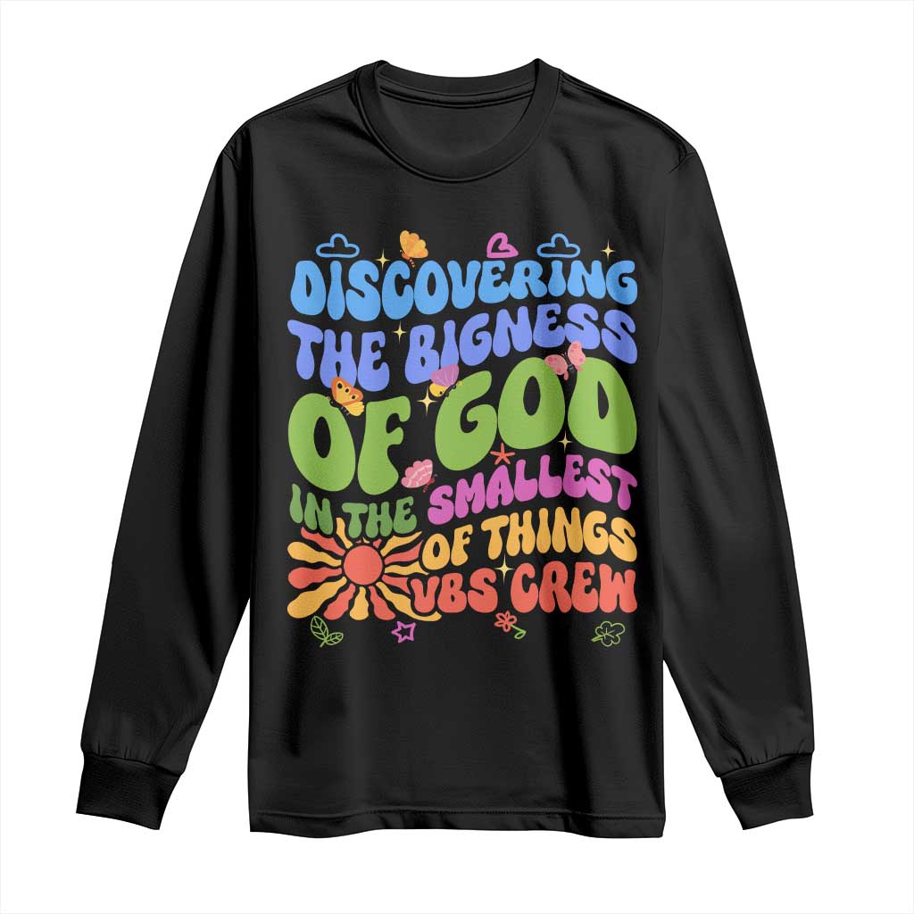 VBS 2025 Long Sleeve Shirt Discovering The Bigness Of God In The Smallest Of Things Retro Groovy