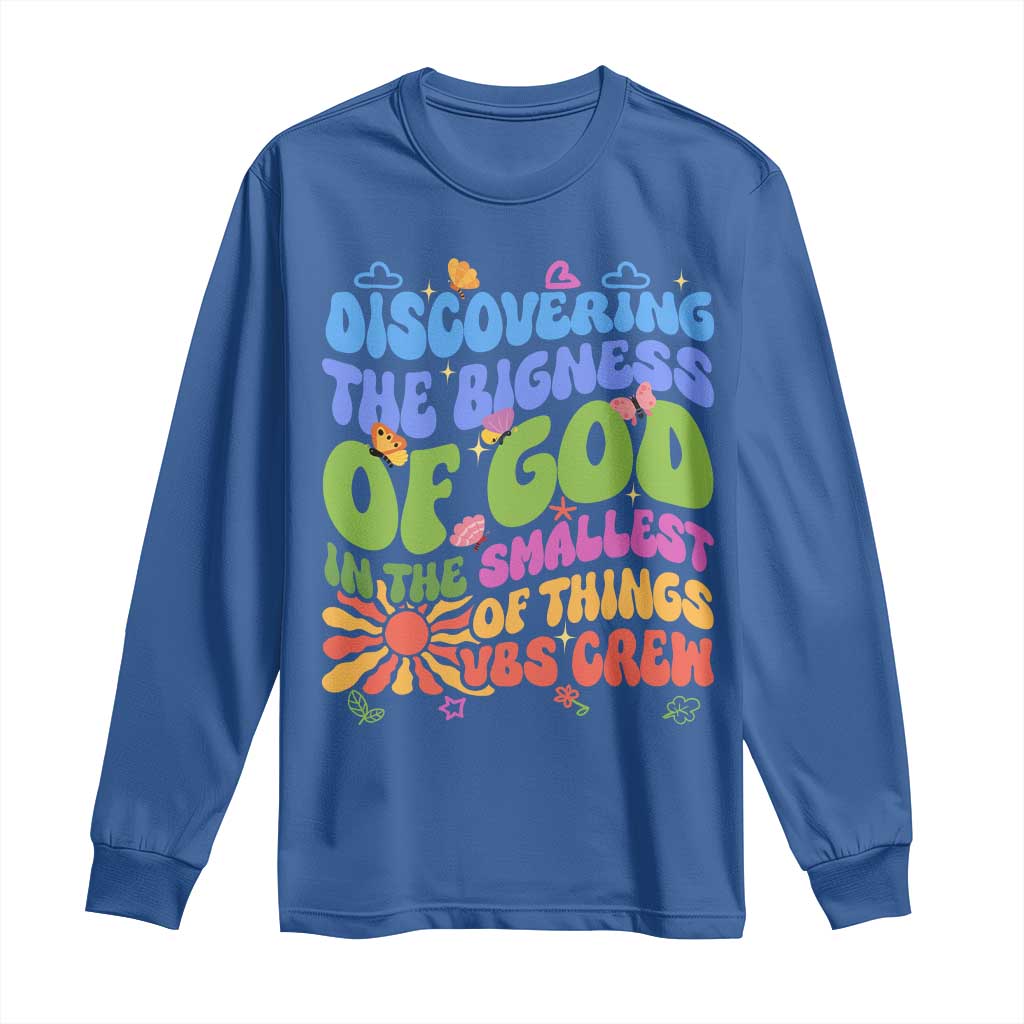 VBS 2025 Long Sleeve Shirt Discovering The Bigness Of God In The Smallest Of Things Retro Groovy