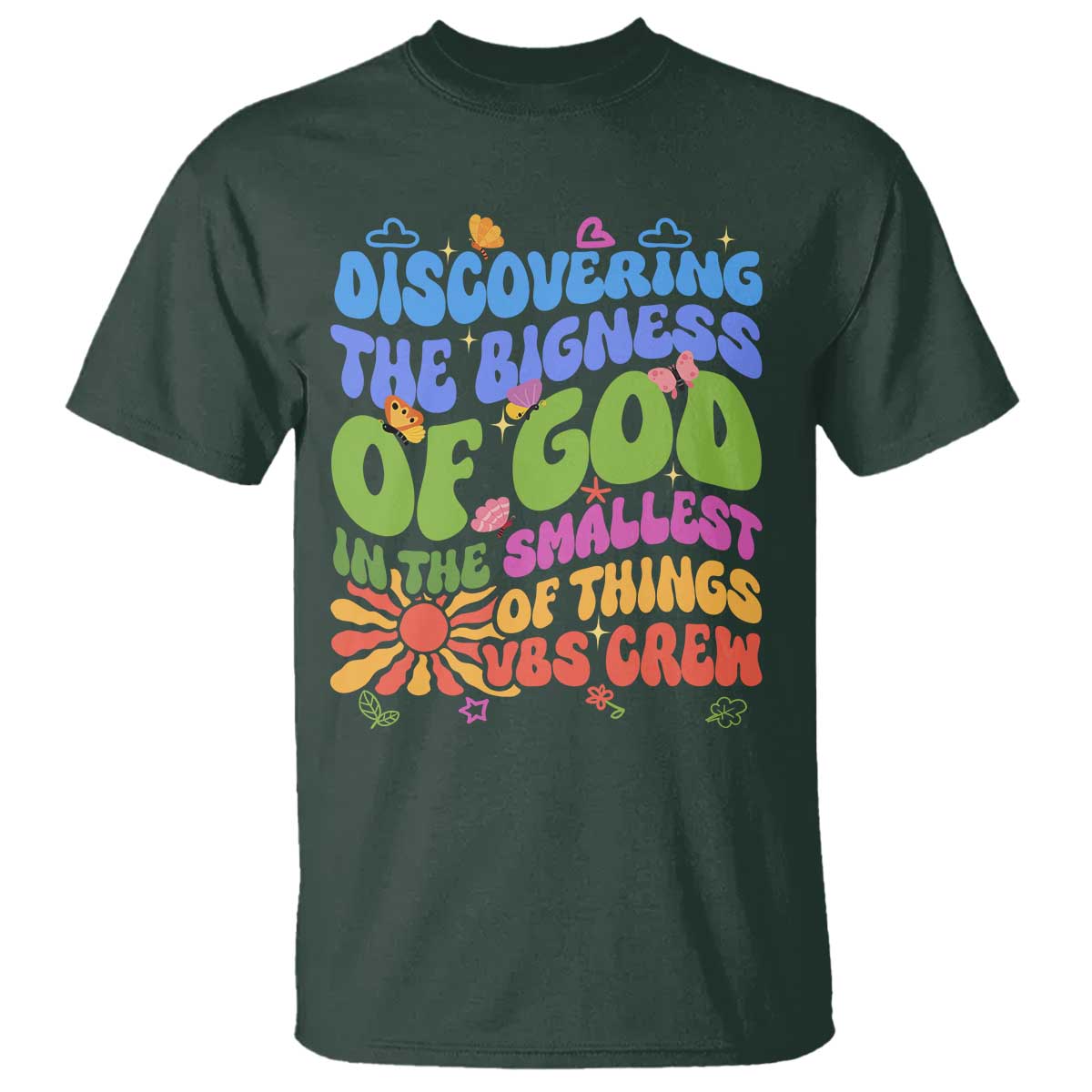 VBS 2025 T Shirt Discovering The Bigness Of God In The Smallest Of Things Retro Groovy
