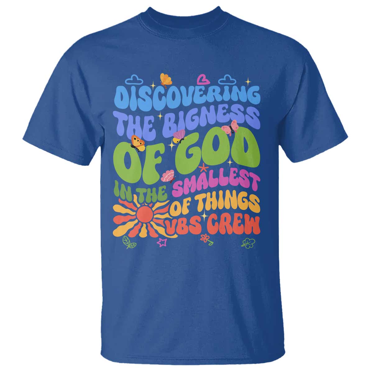 VBS 2025 T Shirt Discovering The Bigness Of God In The Smallest Of Things Retro Groovy