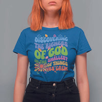 VBS 2025 T Shirt For Women Discovering The Bigness Of God In The Smallest Of Things Retro Groovy