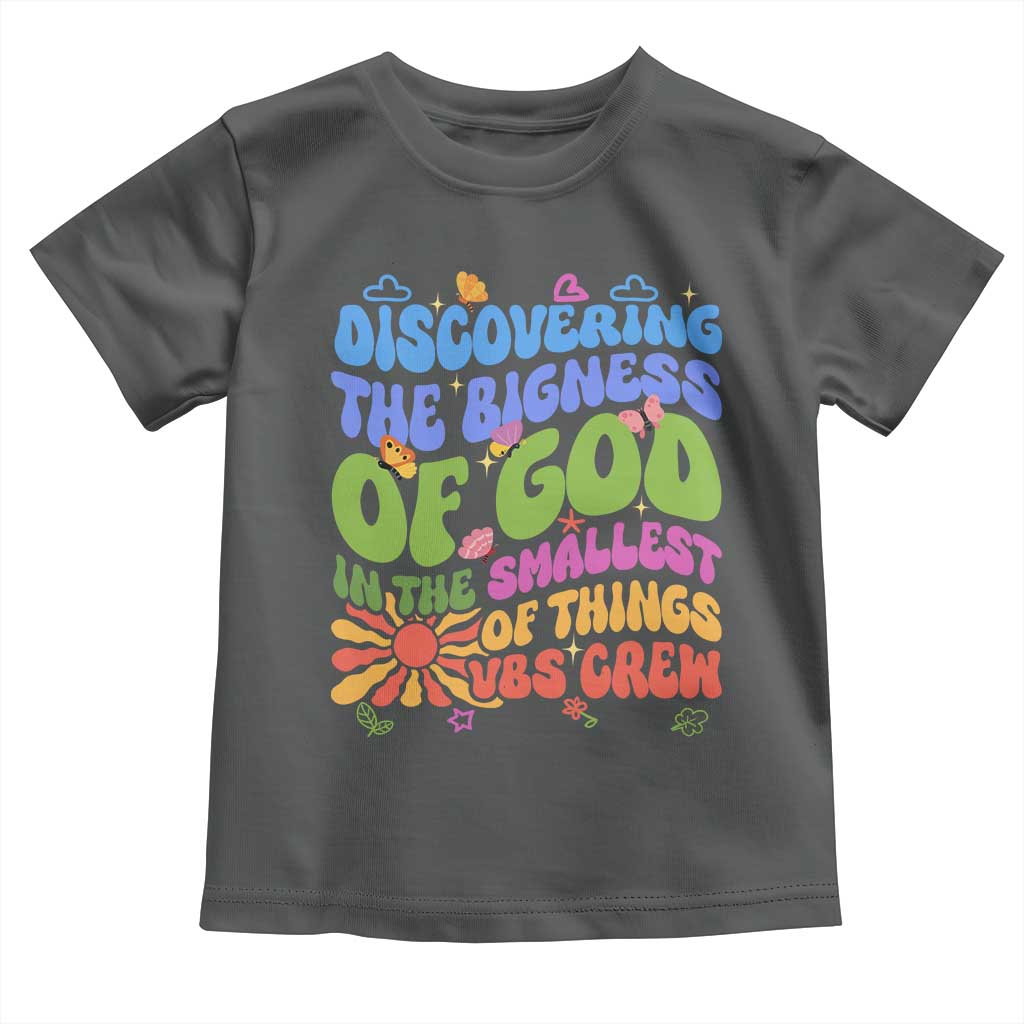VBS 2025 Toddler T Shirt Discovering The Bigness Of God In The Smallest Of Things Retro Groovy