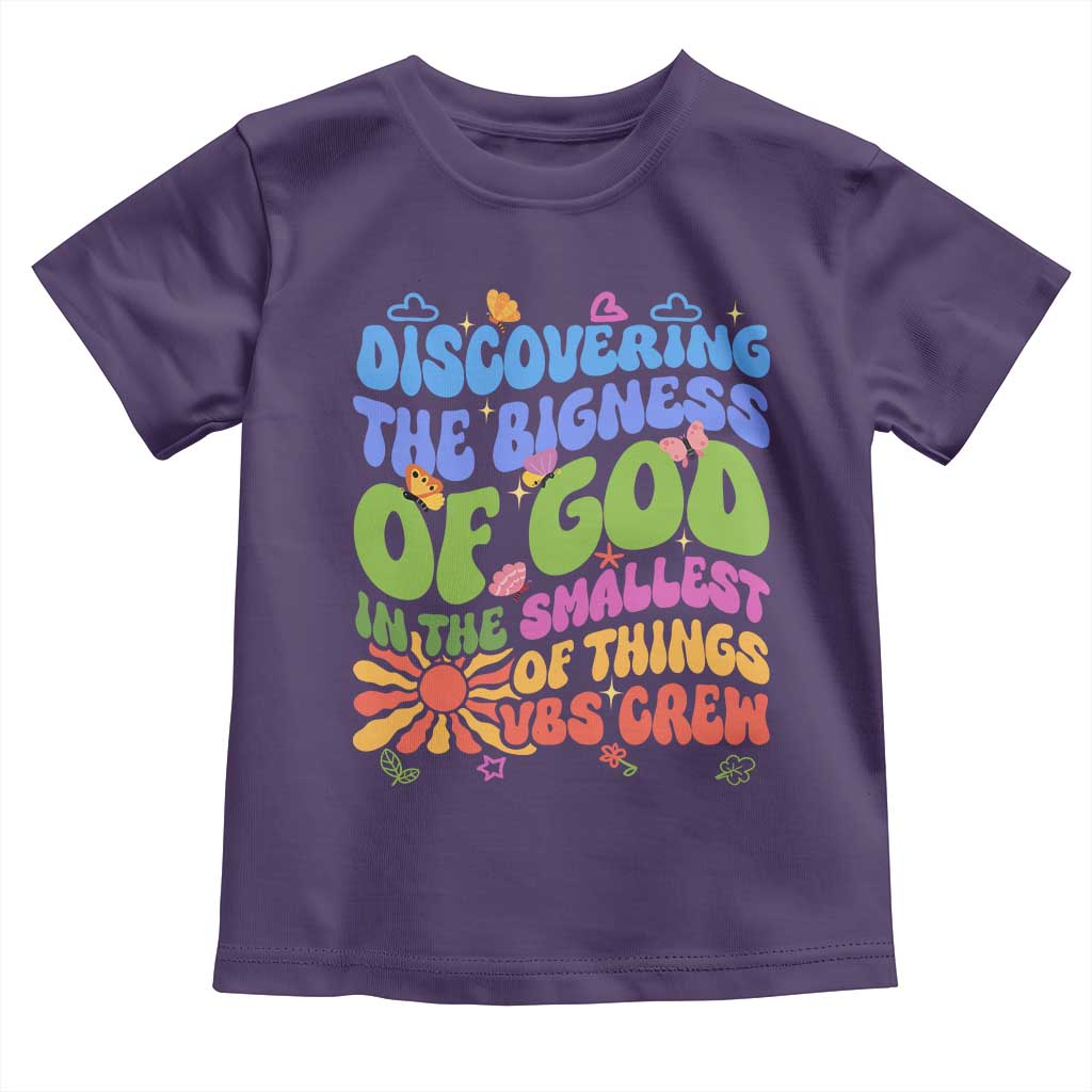 VBS 2025 Toddler T Shirt Discovering The Bigness Of God In The Smallest Of Things Retro Groovy