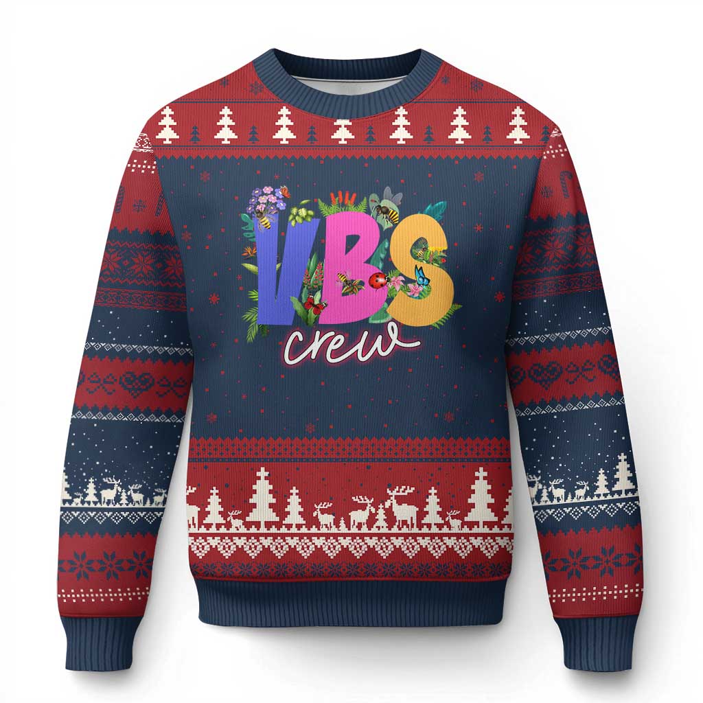 VBS Crew 2025 Ugly Christmas Sweater Magninfied Vacation Bible School Adventure - Wonder Print Shop
