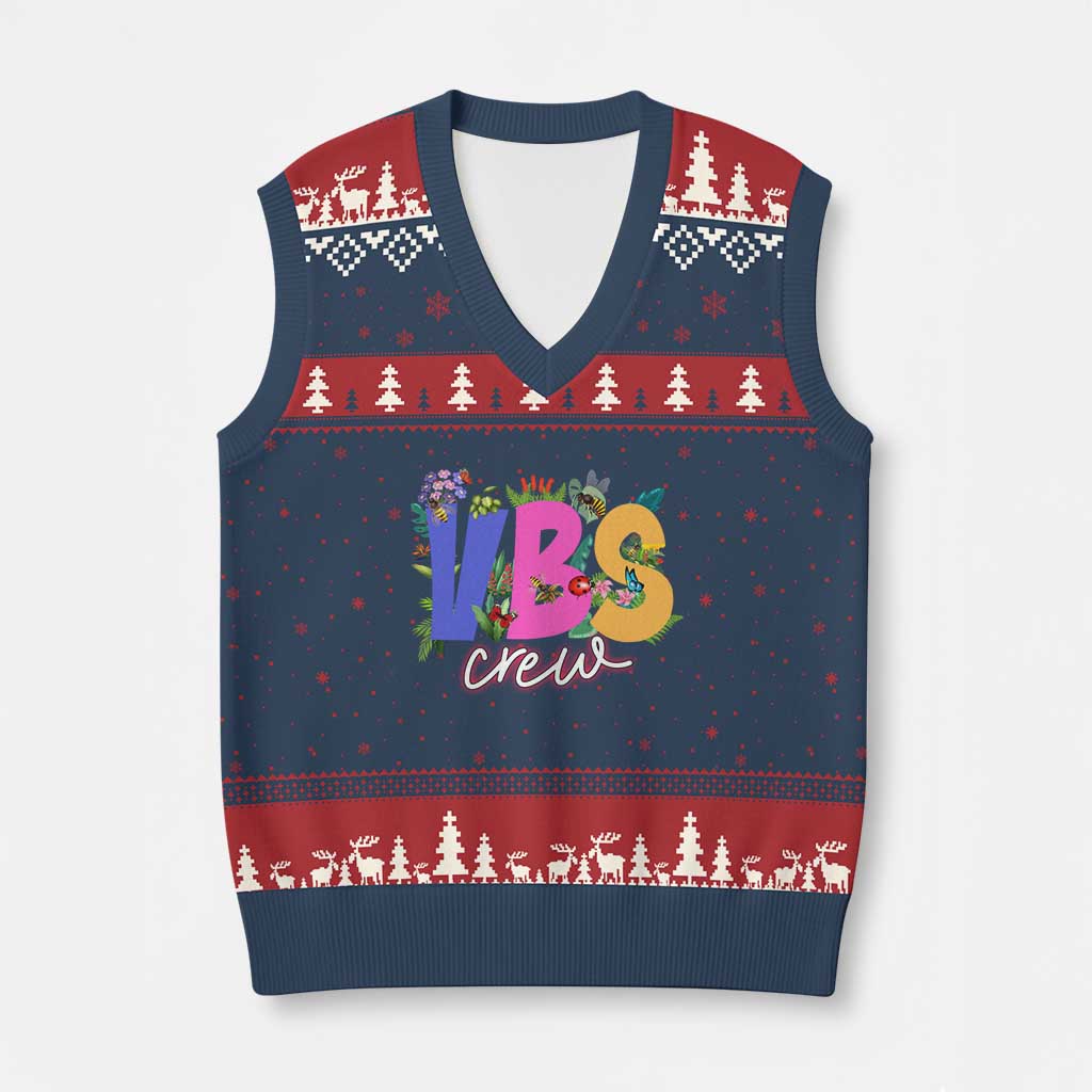 VBS Crew 2025 V-Neck Knit Sweater Vest Magninfied Vacation Bible School Adventure - Wonder Print Shop