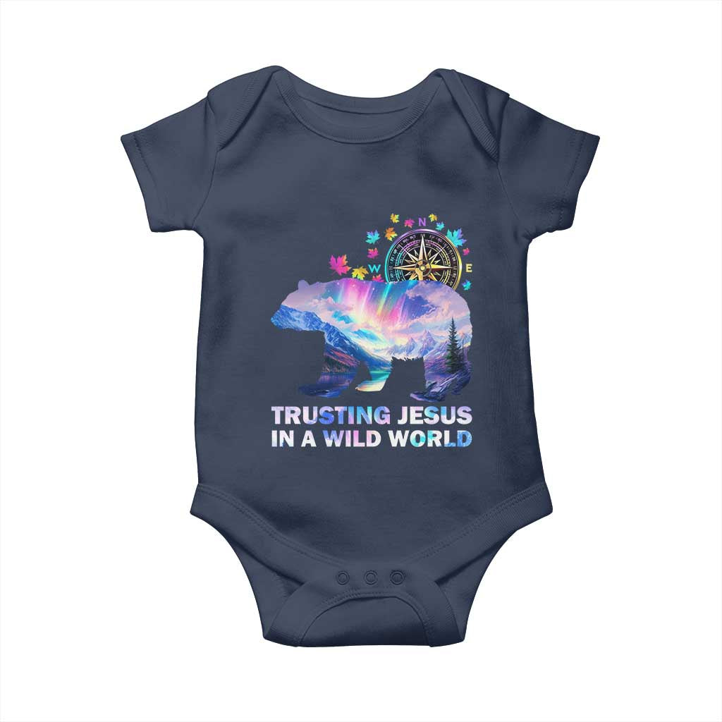 VBS 2025 Adventure Bear Baby Onesie Trusting Jesus In A Wild World Northen Lights