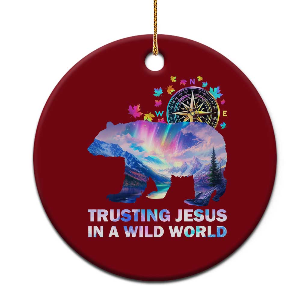 VBS 2025 Adventure Bear Ceramic Ornament Trusting Jesus In A Wild World Northen Lights - Wonder Print Shop
