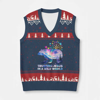 VBS 2025 Adventure Bear V-Neck Knit Sweater Vest Trusting Jesus In A Wild World Northen Lights - Wonder Print Shop