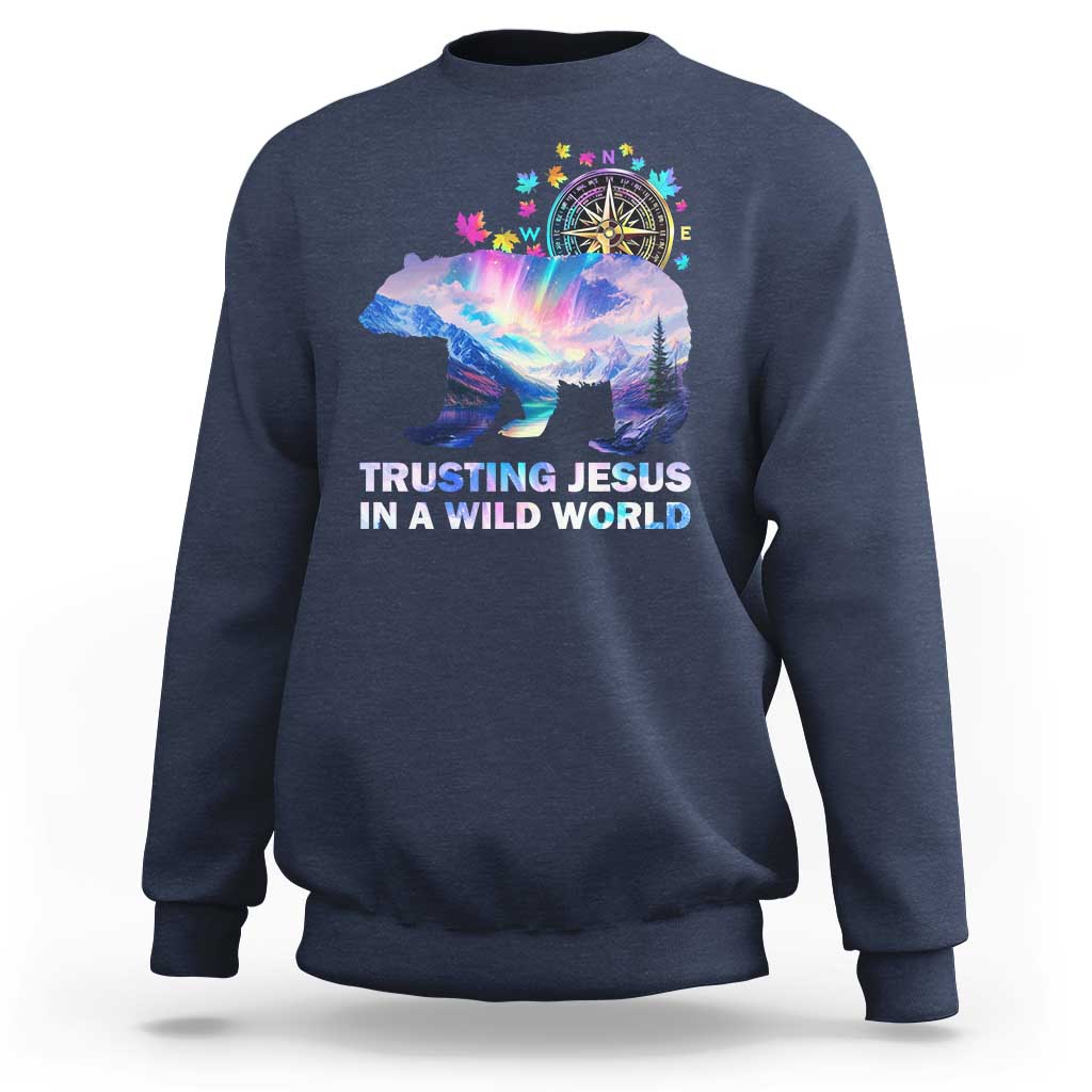 VBS 2025 Adventure Bear Sweatshirt Trusting Jesus In A Wild World Northen Lights