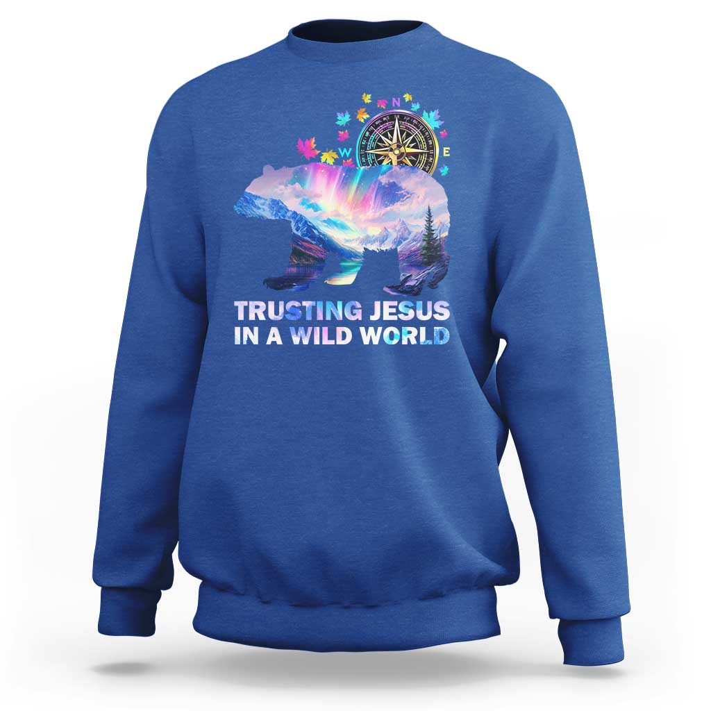 VBS 2025 Adventure Bear Sweatshirt Trusting Jesus In A Wild World Northen Lights