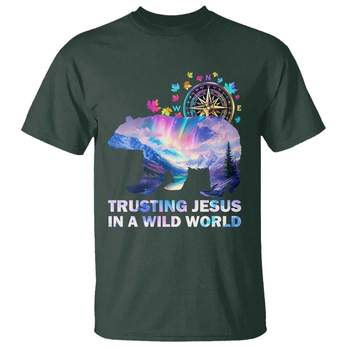 VBS 2025 Adventure Bear T Shirt Trusting Jesus In A Wild World Northen Lights