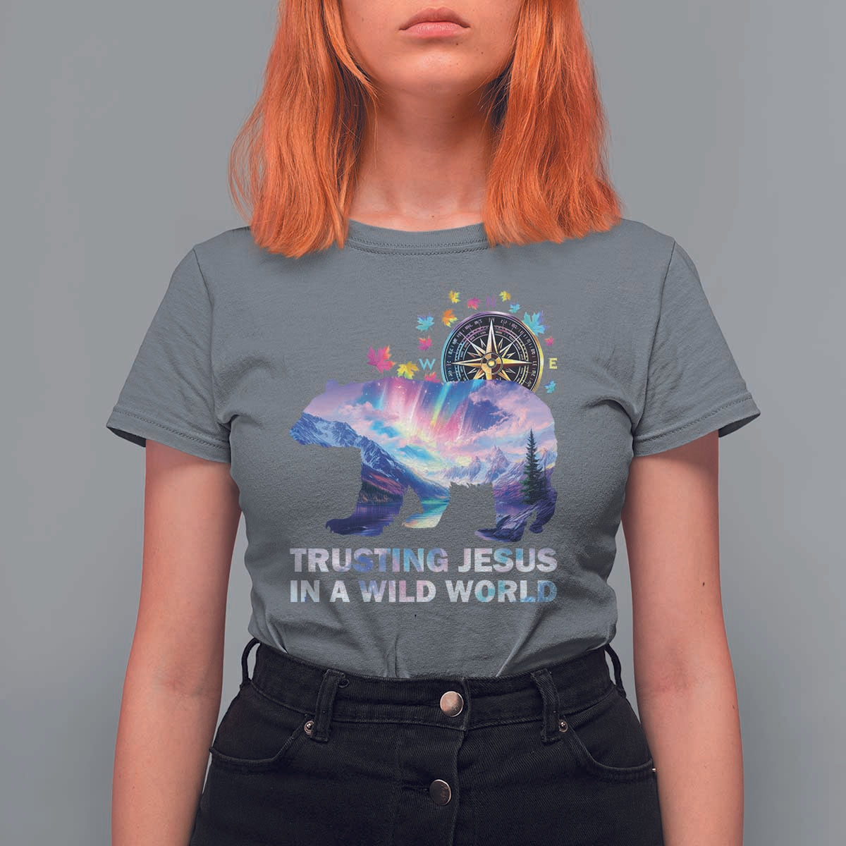 VBS 2025 Adventure Bear T Shirt For Women Trusting Jesus In A Wild World Northen Lights