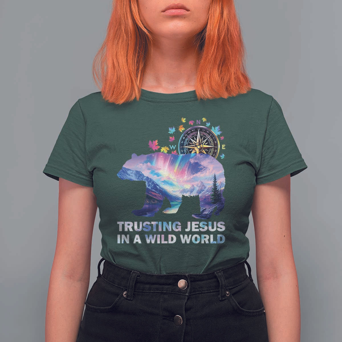 VBS 2025 Adventure Bear T Shirt For Women Trusting Jesus In A Wild World Northen Lights
