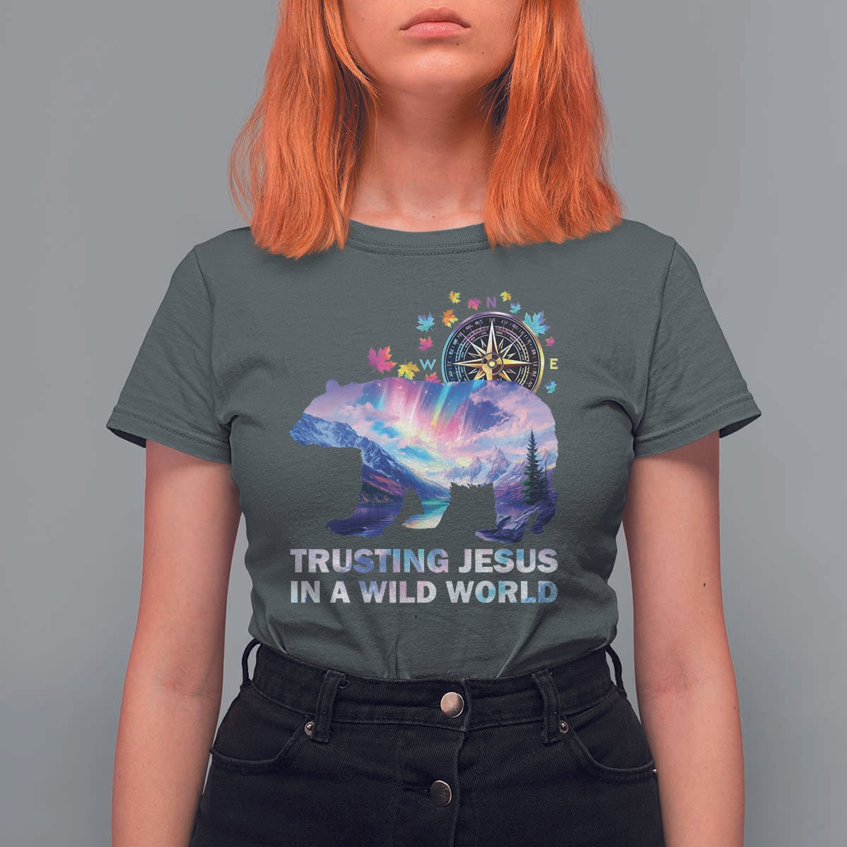 VBS 2025 Adventure Bear T Shirt For Women Trusting Jesus In A Wild World Northen Lights