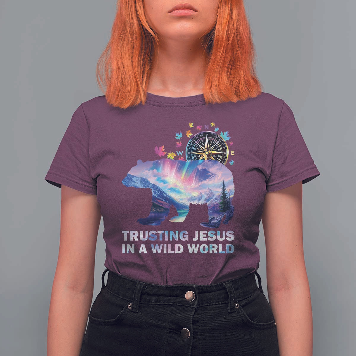 VBS 2025 Adventure Bear T Shirt For Women Trusting Jesus In A Wild World Northen Lights