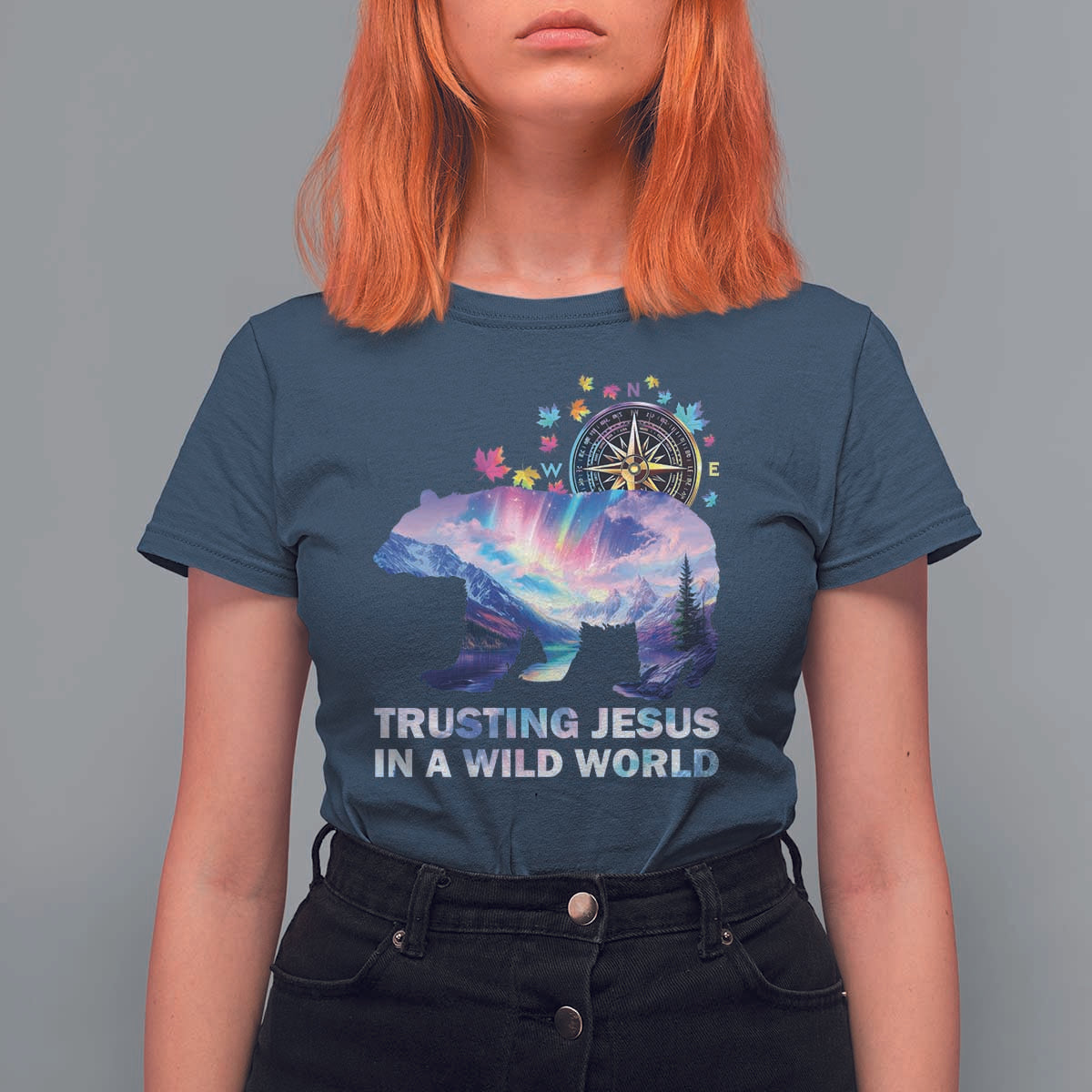 VBS 2025 Adventure Bear T Shirt For Women Trusting Jesus In A Wild World Northen Lights