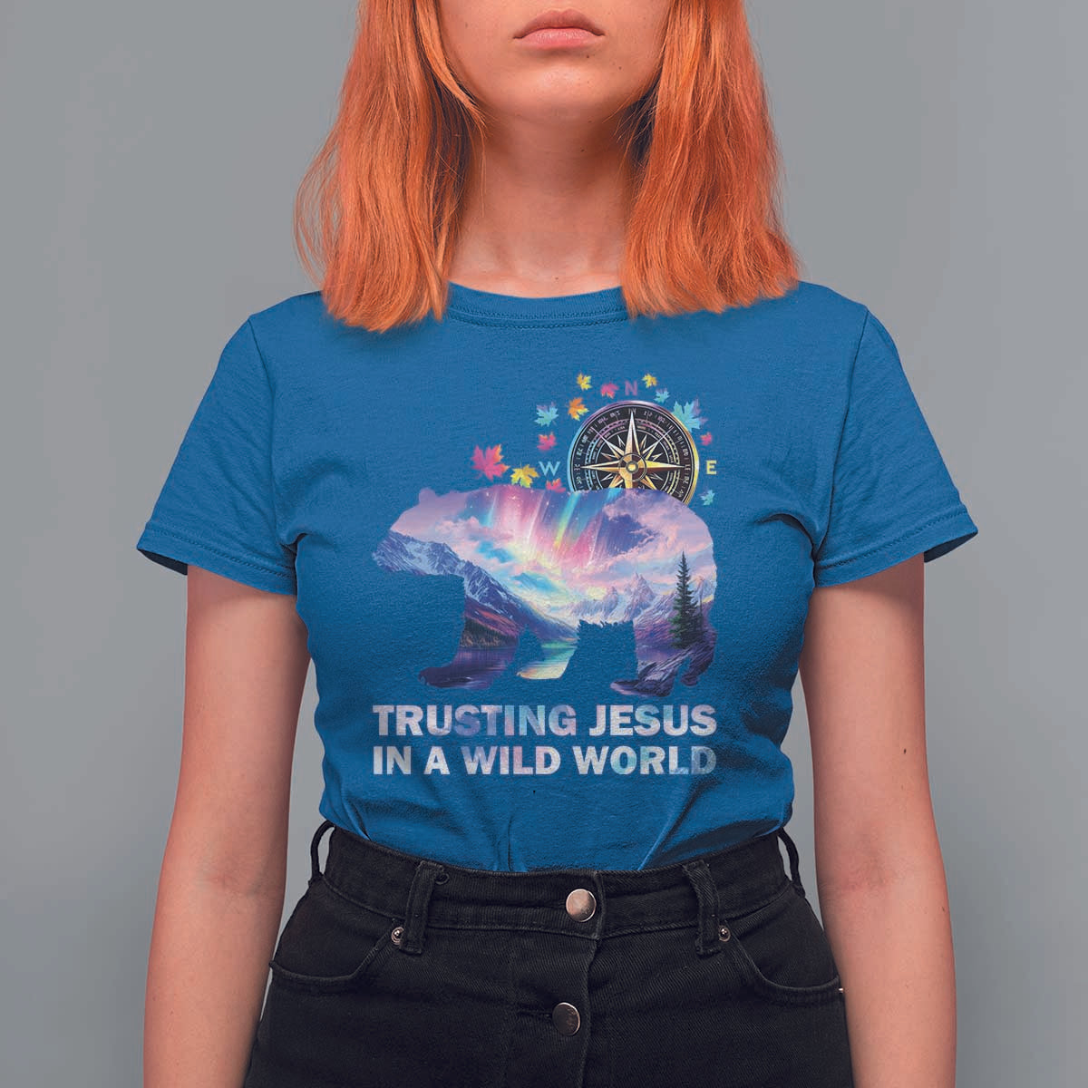 VBS 2025 Adventure Bear T Shirt For Women Trusting Jesus In A Wild World Northen Lights