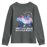 VBS 2025 Adventure Bear Youth Sweatshirt Trusting Jesus In A Wild World Northen Lights