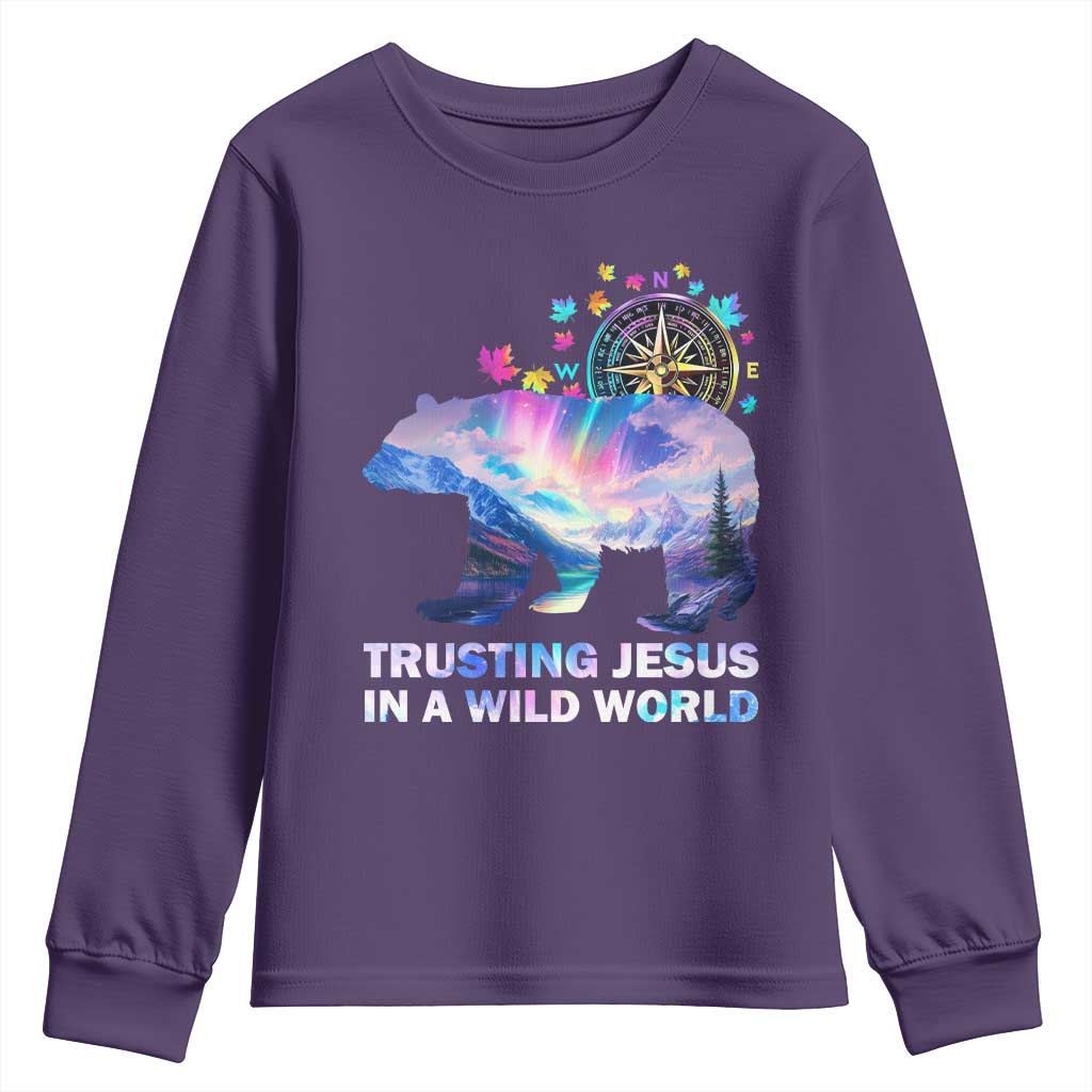 VBS 2025 Adventure Bear Youth Sweatshirt Trusting Jesus In A Wild World Northen Lights