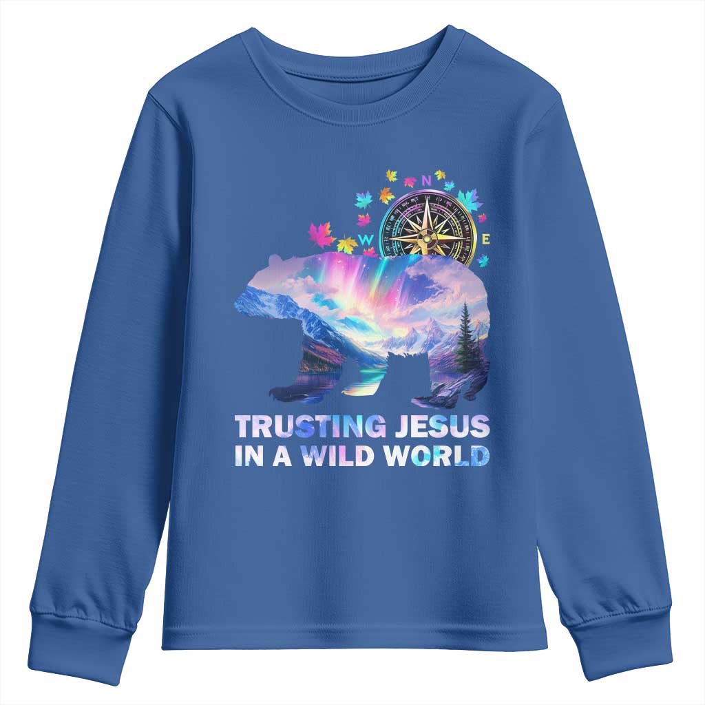 VBS 2025 Adventure Bear Youth Sweatshirt Trusting Jesus In A Wild World Northen Lights