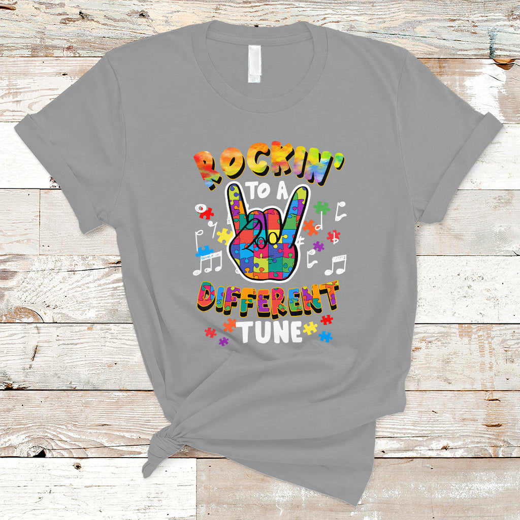 Autism Rockin' To A Different Tune Support Autism Autistic Embrace Neurodiversity T Shirt - Wonder Print Shop