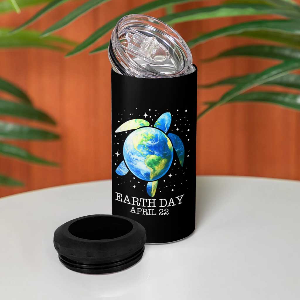 Earth Day Sea Turtle 4 in 1 Can Cooler Tumbler Restore Earth Save The Planet