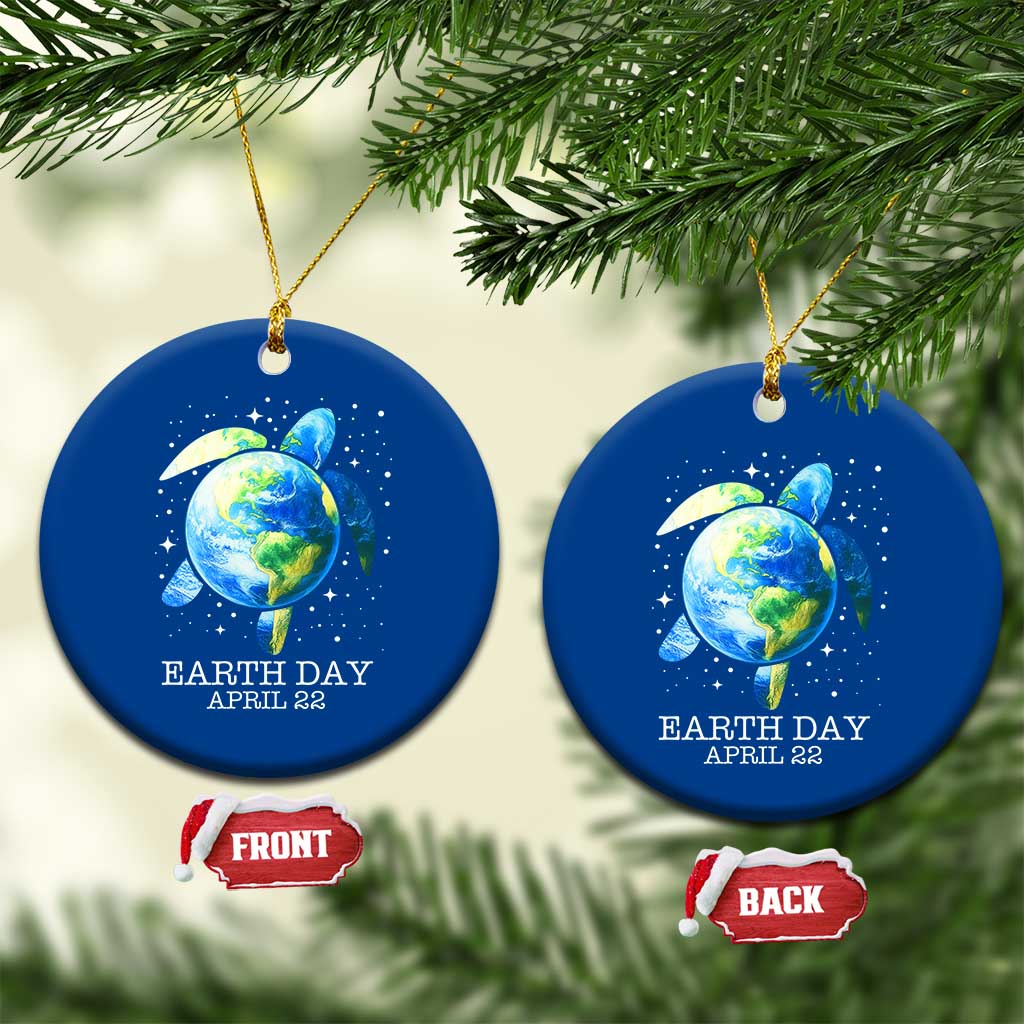 Earth Day Sea Turtle Ceramic Ornament Restore Earth Save The Planet - Wonder Print Shop